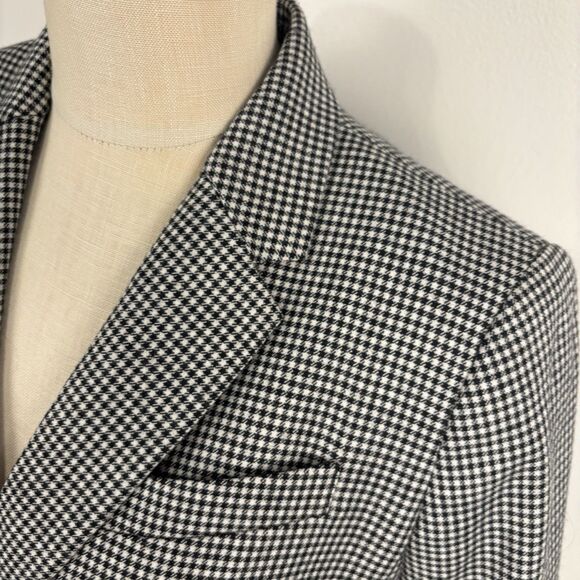 Talbots Womens 6 Blazer Black White Check Classic Wool Blend Preppy Career Basic - Picture 4 of 9